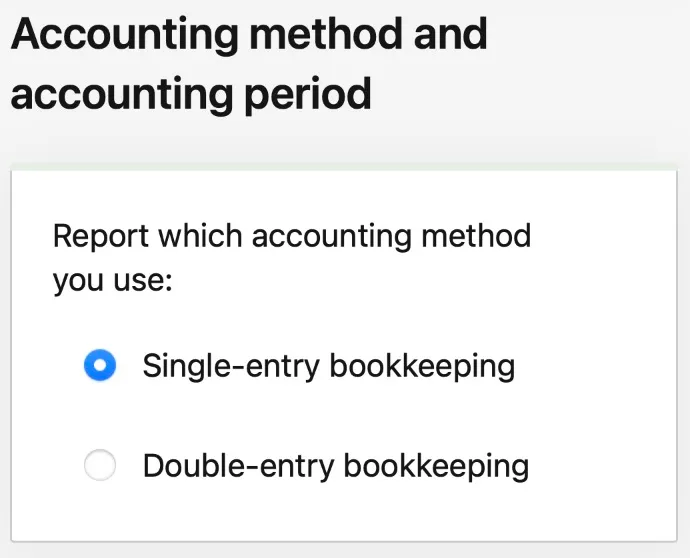 image from omavero website on choosing accounting period and method