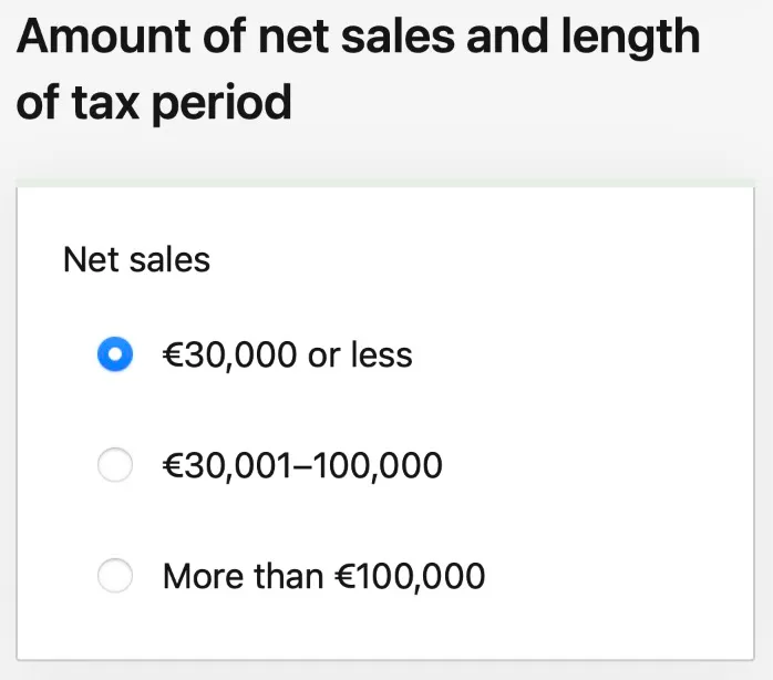 image from omavero website on inputing annual revenue estimate