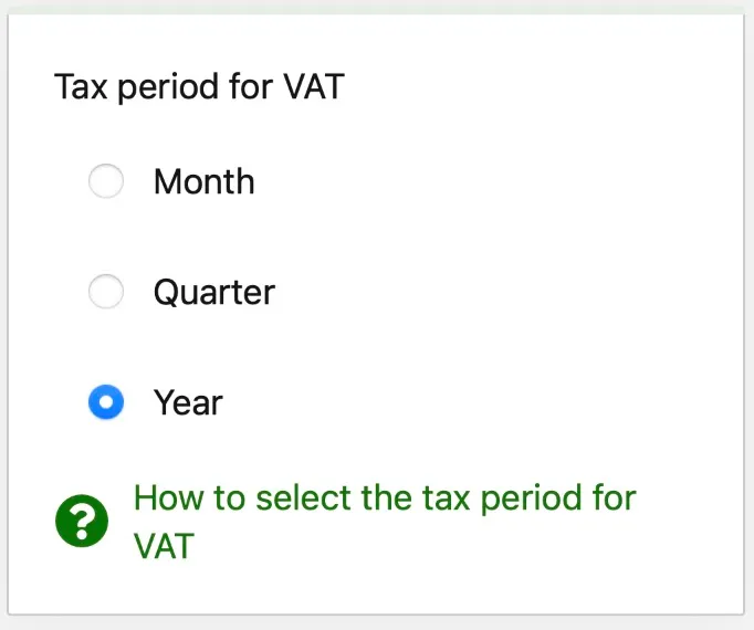 image from omavero website on selecting choosing vat reporting period